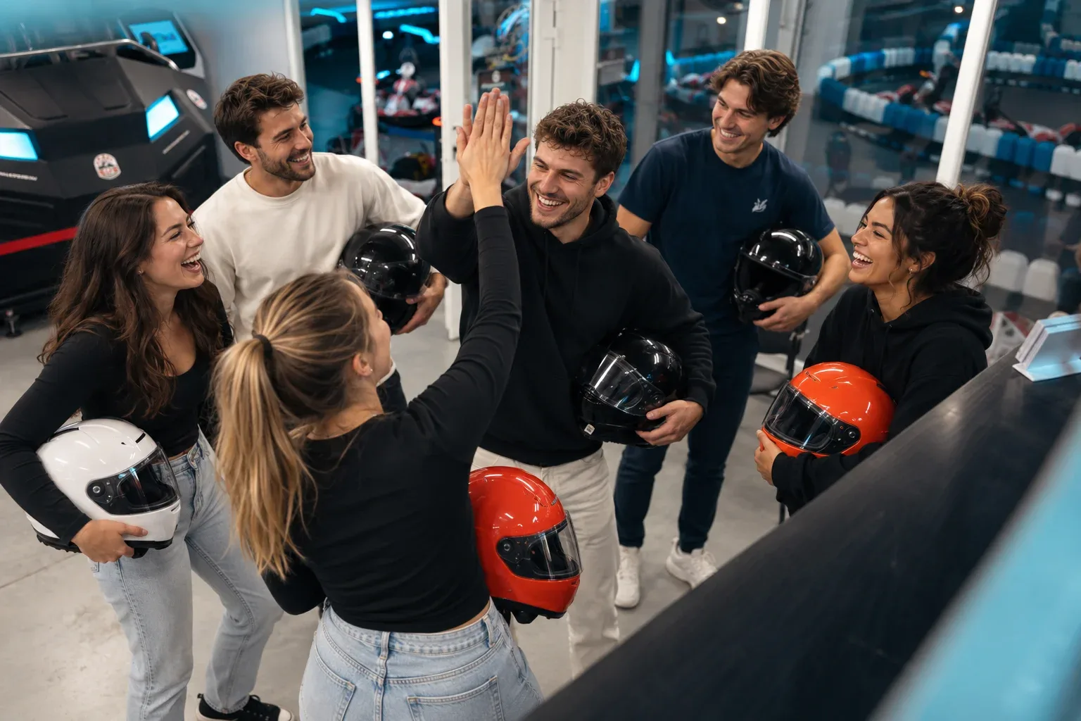 Baráti társaság az SHS Kart Centerben – születésnapi élményajándék felnőtteknek